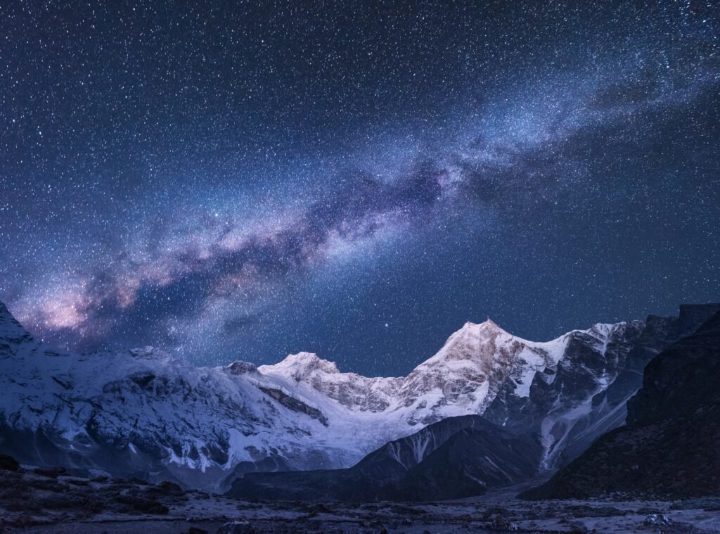 Milky Way and mountains in Nepal